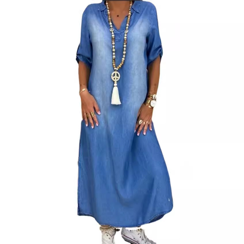 Cycling Commute Outfit - Vestido vaquero holgado para mujer, estilo