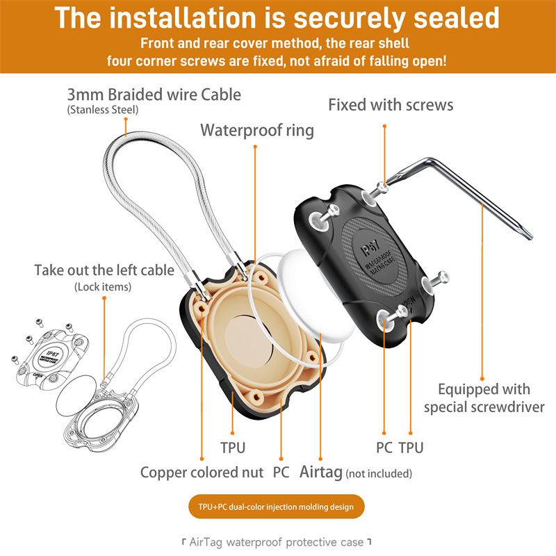 Soporte para AirTag con cable  - Chain Lock Combination reseña y precio